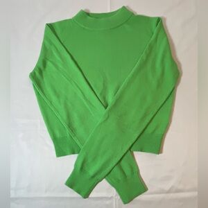 ASOS Lime Green Mock Neck Knit Sweater - Size M - Bright Neon Cropped Jumper